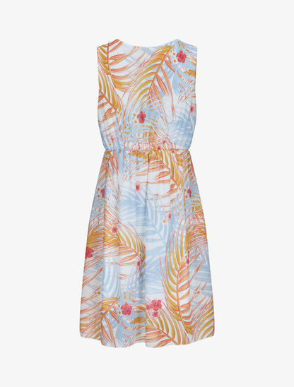 Robe patineuse à imprimé feuilles tropicales - Bleu ciel - 2