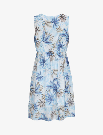 Robe patineuse à imprimé feuilles tropicales - Bleu - 2