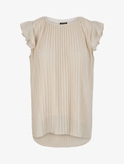 Top droit plissé à épaules volantées - Beige - 4