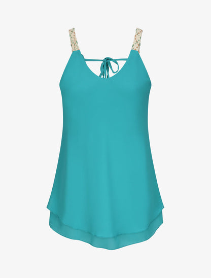 Top en voile à bretelles tressées - Turquoise - 1