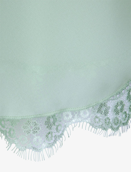 Caraco uni à bretelles croisées et détail dentelle - Vert d&