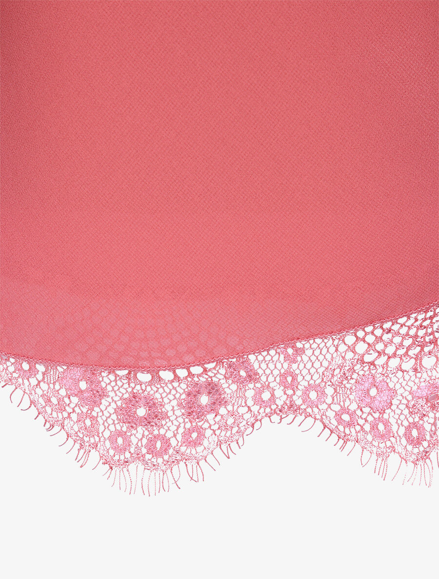 Caraco uni à bretelles croisées et détail dentelle - Vieux rose - 3
