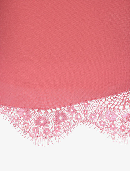Caraco uni à bretelles croisées et détail dentelle - Vieux rose - 3
