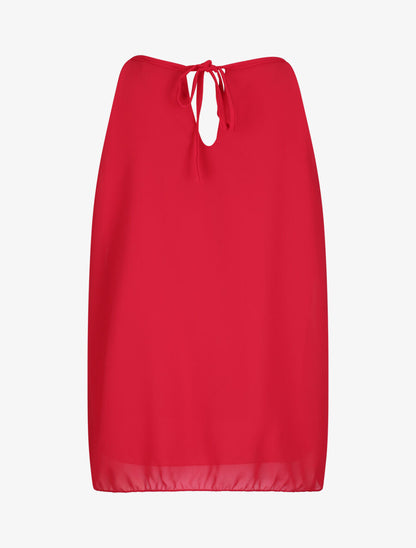 Top en voile orné de strass - Rouge - 2