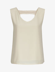 Top en voile à dos ajouré et détail dentelle - Beige - 1