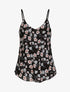 Top en voile à bretelles tressées et imprimé fleurs printanières - Noir - 4