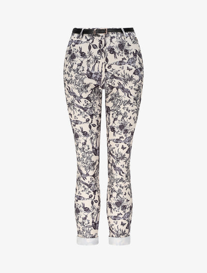 Pantalon imprimé animal à revers - Noir - 4