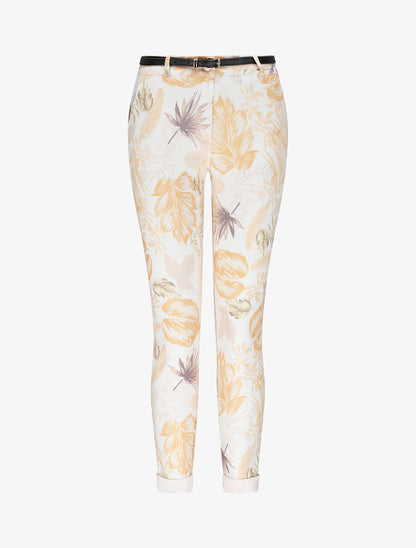 Pantalon à revers imprimé feuilles - Orange - 3