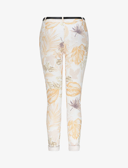 Pantalon à revers imprimé feuilles - Orange - 2