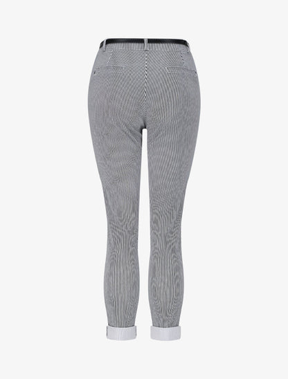Pantalon à revers imprimé rayures - Noir - 2