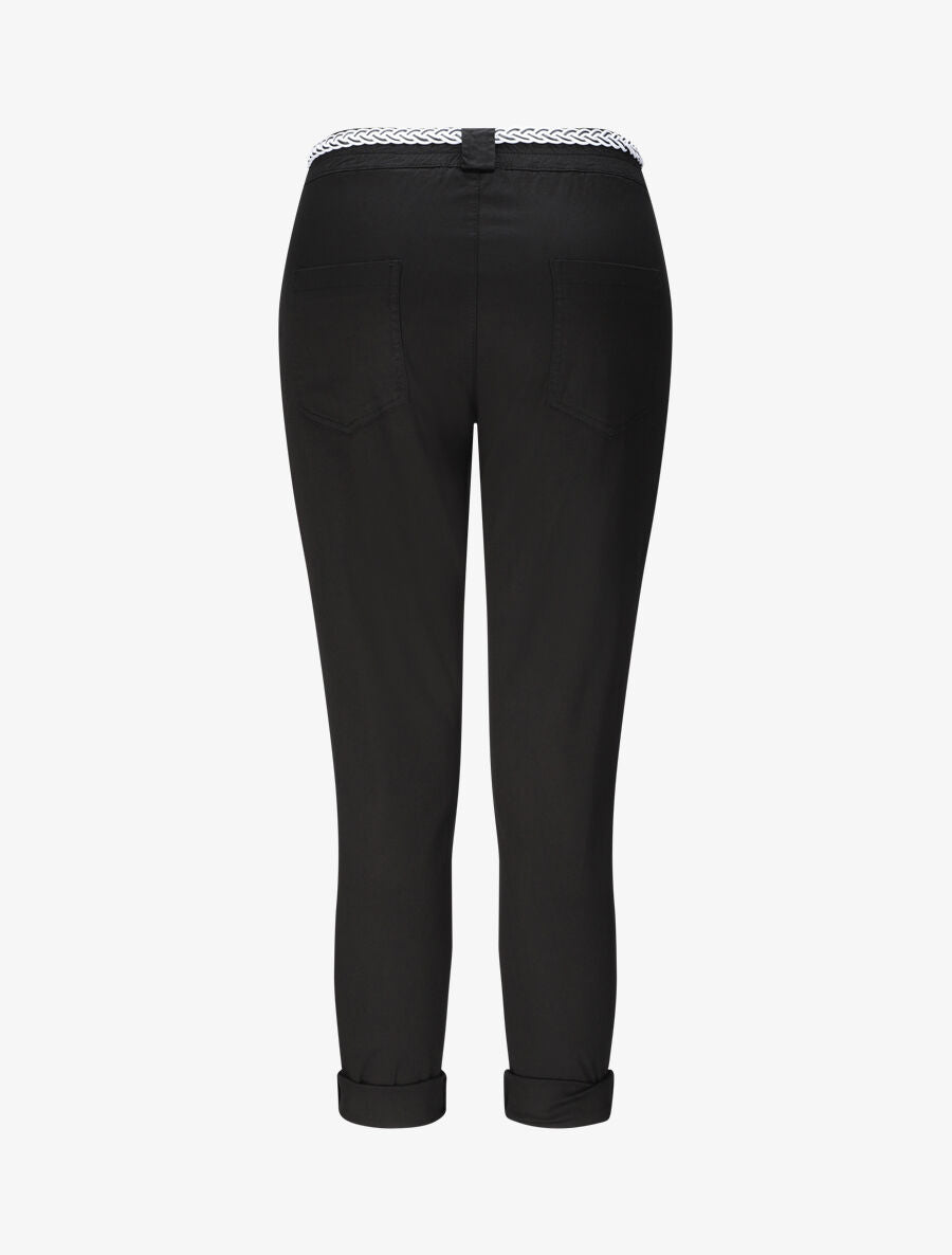 Pantalon droit à taille haute élastiquée - Noir - 2
