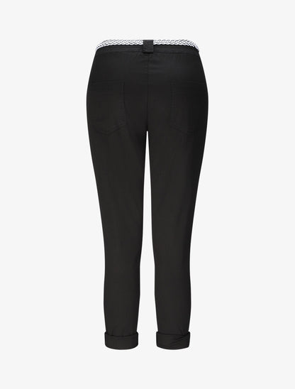 Pantalon droit à taille haute élastiquée - Noir - 2