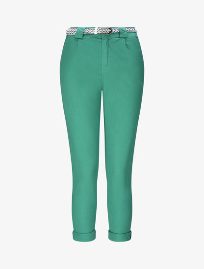 Pantalon droit à taille haute élastiquée - Vert - 4