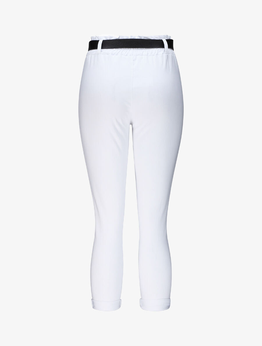 Pantalon paper bag uni avec ceinture - Blanc - 2