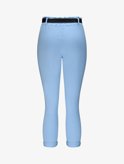 Pantalon paper bag uni avec ceinture - Bleu ciel - 2
