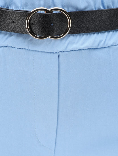 Pantalon paper bag uni avec ceinture - Bleu ciel - 3