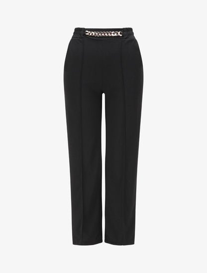 Pantalon ample taille à chaîne - Noir - 4