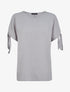 Top oversize à manches courtes à liens à nouer - Gris clair - 4