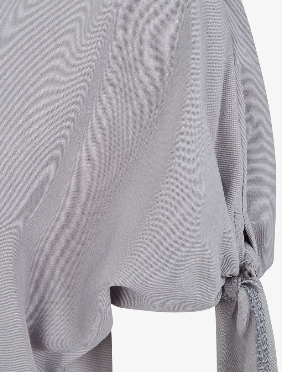 Top oversize à manches courtes à liens à nouer - Gris clair - 3