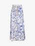 Jupe longue évasée imprimé toile de jouy - Bleu - 1