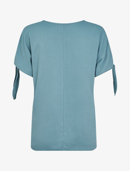 Top oversize à manches courtes à liens à nouer - Bleu clair - 2