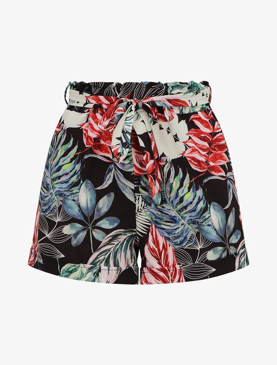 Short imprimé tropical à revers - Noir - 5