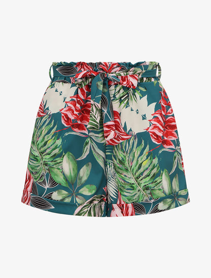 Short imprimé tropical à revers - Bleu canard - 5