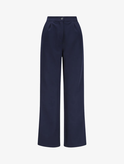 Pantalon ample coupe droite - Marine - 4