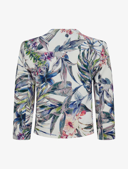 Veste courte à imprimé plantes tropicales - Blanc - 2