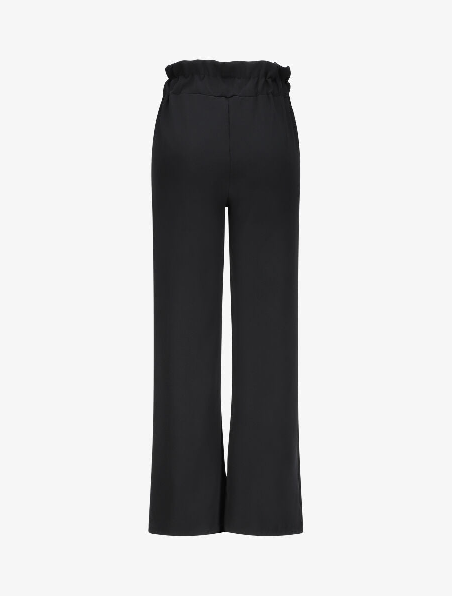 Pantalon droit à boutons et taille stylisés - Noir - 2
