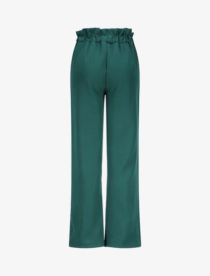 Pantalon droit à boutons et taille stylisés - Vert sapin - 2