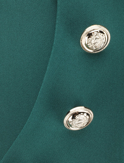 Pantalon droit à boutons et taille stylisés - Vert sapin - 3