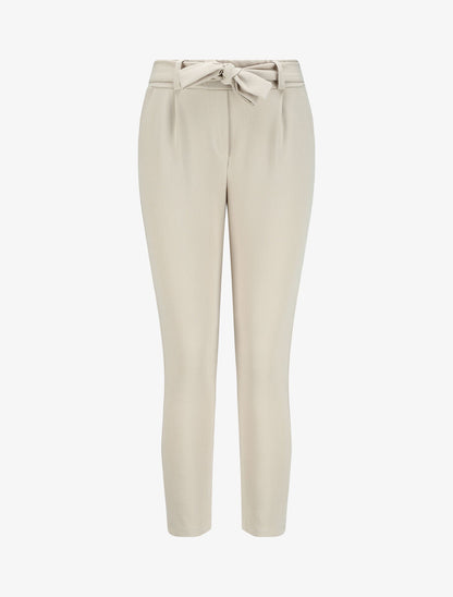 Pantalon droit à taille élastiquée - Beige - 1