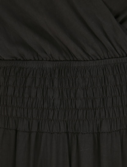 Robe longue empire unie à bretelles - Noir - 3