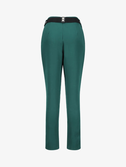 Pantalon uni à ceinture stylisée - Vert sapin - 2