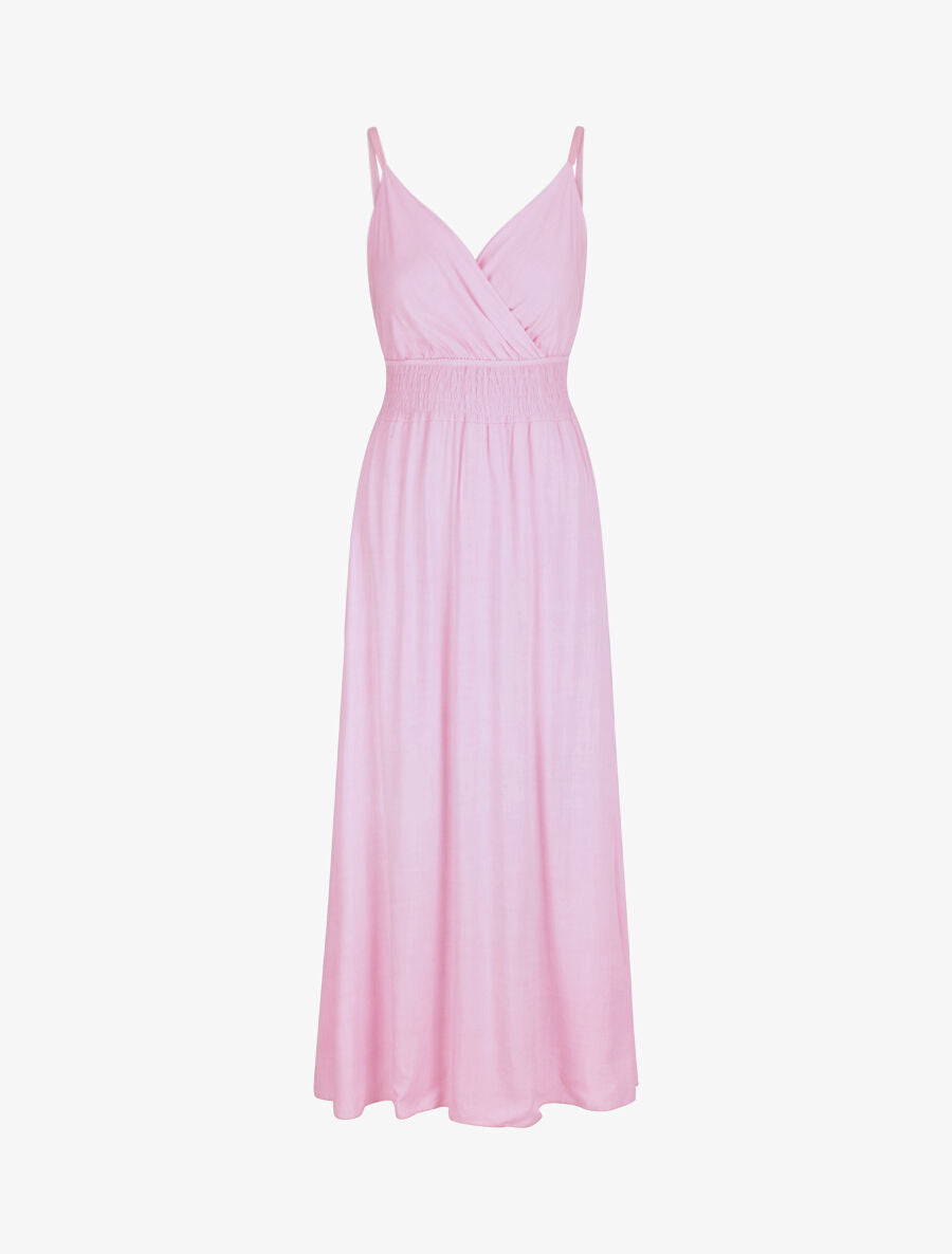 Robe longue empire unie à bretelles - Rose pâle - 1