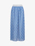 Jupe longue en voile imprimé psychédélique à ceinture contrastante - Bleu - 5