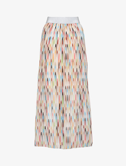 Jupe longue à imprimé rétro et ceinture irisée - Beige - 2