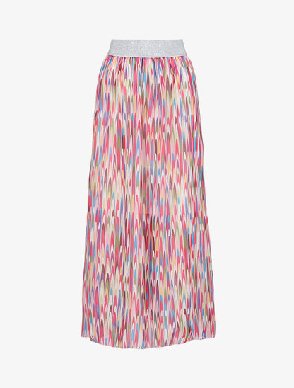 Jupe longue à imprimé rétro et ceinture irisée - Fushia - 5
