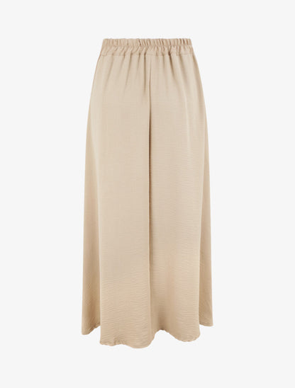 Jupe longue unie évasée - Beige - 2