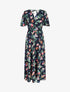 Robe longue imprimé fleur de tiaré à manches papillon - Bleu nuit - 1