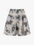 Short fluide évasé à imprimé fleurs stylisées - Marine - 1