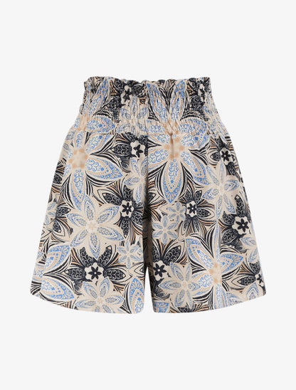 Short fluide évasé à imprimé fleurs stylisées - Marine - 2