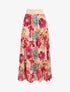 Jupe longue en voile imprimé fleurs abstraites - Rose - 5