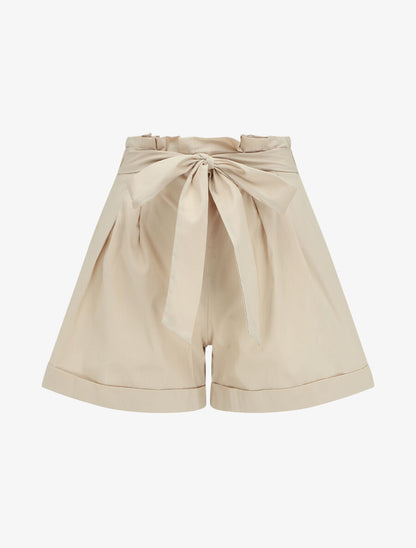 Short taille haute évasé à ourlet - Beige - 1