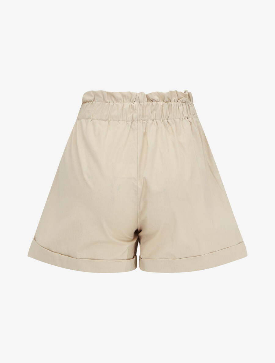 Short taille haute évasé à ourlet - Beige - 2