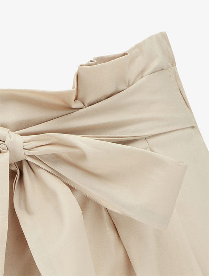 Short taille haute évasé à ourlet - Beige - 3
