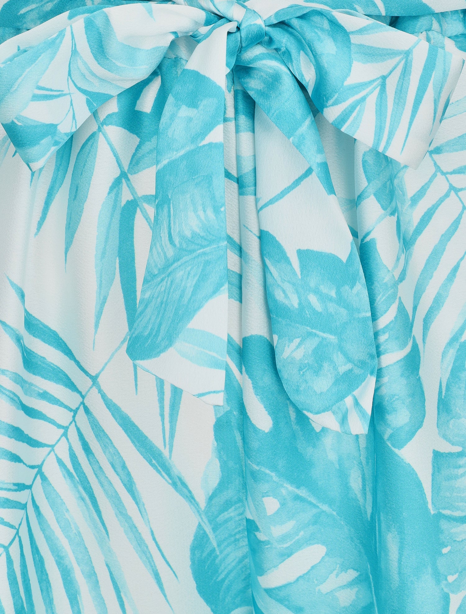 Pantalon satiné imprimé tropical - Turquoise - 3