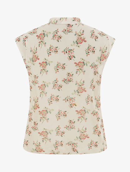 Top sans manches imprimé rosier - Beige - 2