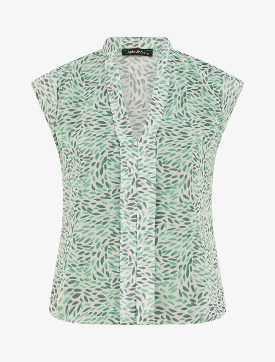 Top sans manches imprimé feuilles stylisées - Vert - 1